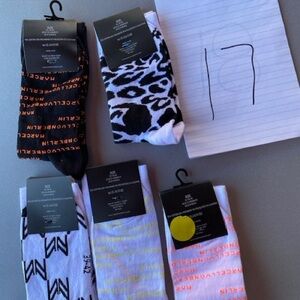 Women's Patterned Socks - Black, White, Orange